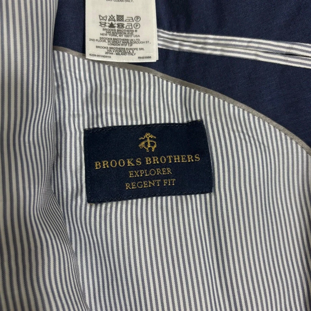Brooks Brothers Explorer Regent Fit Blue Wool Blend Two Button Blazer Jacket 44L